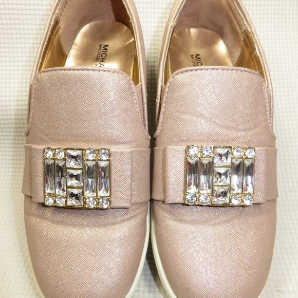 Michael Kors Ivy Cara-888 Rose Gold MK Bling Glitter Crystal Flats Size 5 Shoes - Picture 3 of 12